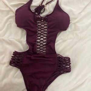 Abercrombie & Fitch Maroon One Piece Swimsuit